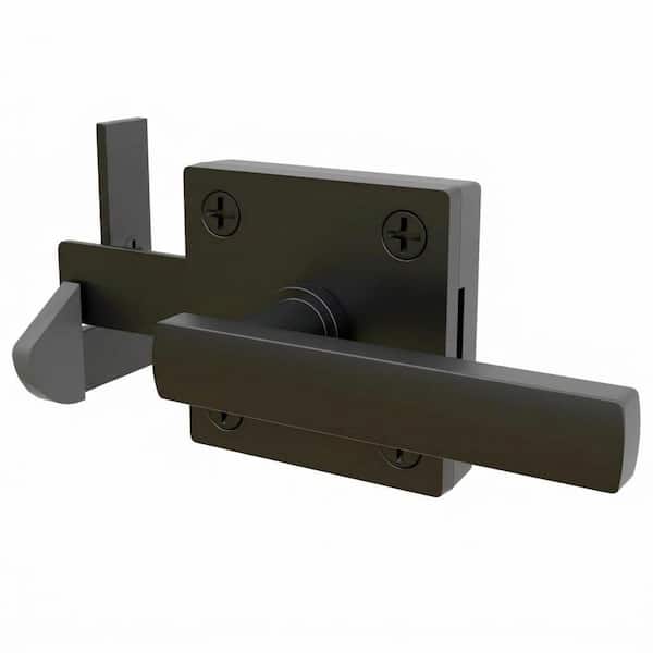 Aluminum Alloy Gate Latch Black Powder Coated Outdoor Swing Door Hardware Self Locking Double Side Fence