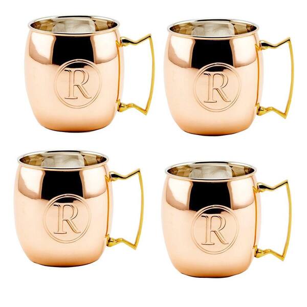 Old Dutch Monogram R 16 oz. Solid Copper Moscow Mule Mugs (Set of 4)