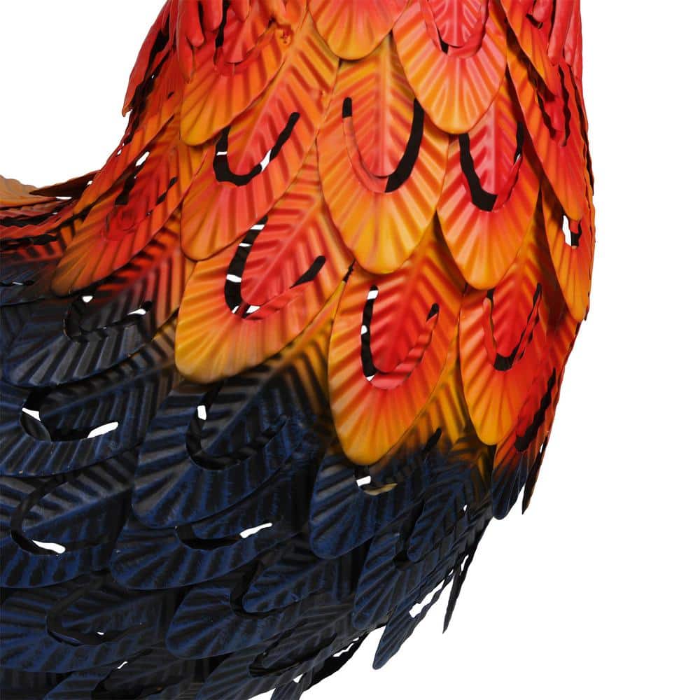 Vibrant Multicolor Steel Rooster Garden Statue, 25"