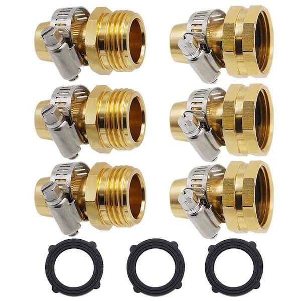 Dyiom Garden Hose Repair Connector with Clamps(3-Set)