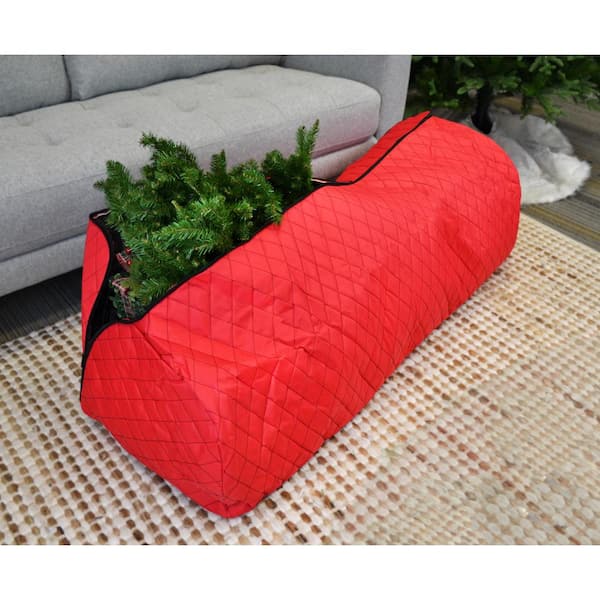 Holiday Living 25.5-in W x 51-in H Red Collapsible Rolling Upright  Christmas Tree Storage Bag (For Tree Heights 8.1-ft-9-ft) in the Christmas  Tree Storage Bags department at