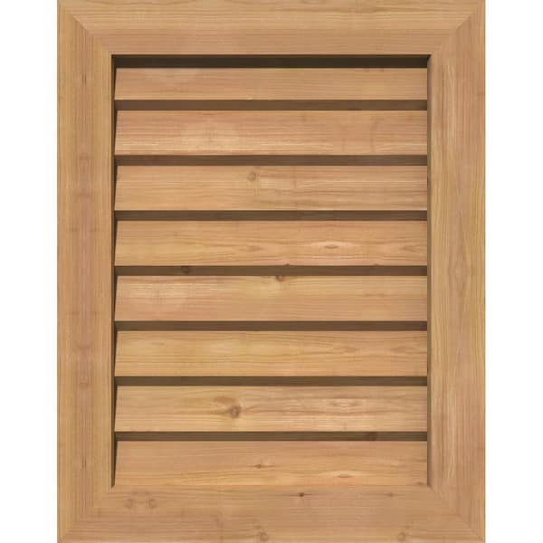 Ekena Millwork 17 in. x 19 in. Rectangular Smooth Western Red Cedar Wood Paintable Gable Louver Vent