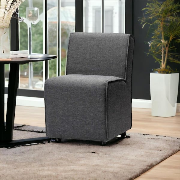 HomeRoots Gray Upholstered Fabric With Wheels Side Chair (Set Of 2)