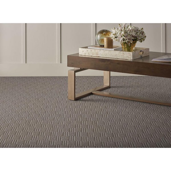 Upland Grid Greystone Custom Area Rug with Pad