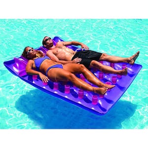 2-Person Purple Inflatable Swimming Pool Floating Air Mattress Lounger