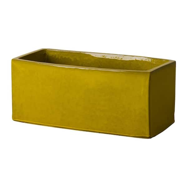 Window Box 24 in. L x 11 in. W x 11 in. H Mustard Yellow Ceramic Rectangle Planter with Drainage Hole