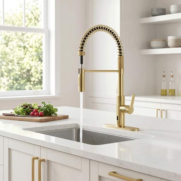 ANZZI Ola Series Brushed Gold 22 in. H Touchless Pull-Down Sprayer
