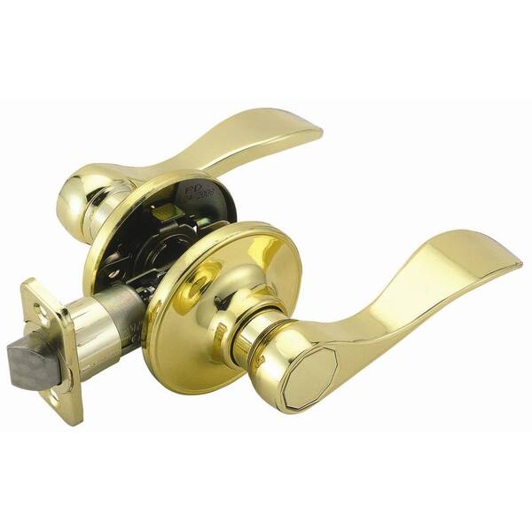 Design House Springdale Polished Brass Passage Hall/Closet Door Lever with Universal 6-Way Latch