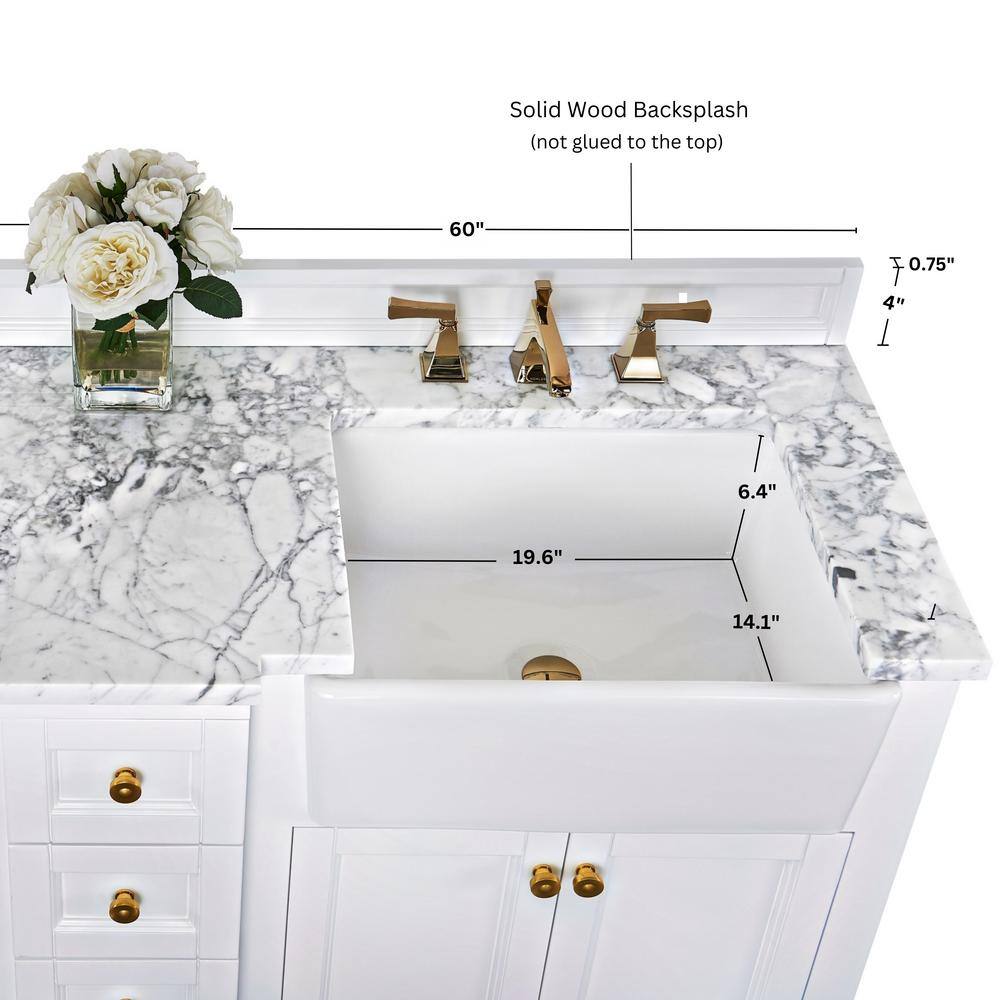Adeline 60'' White Double Farmhouse Wood Vanity