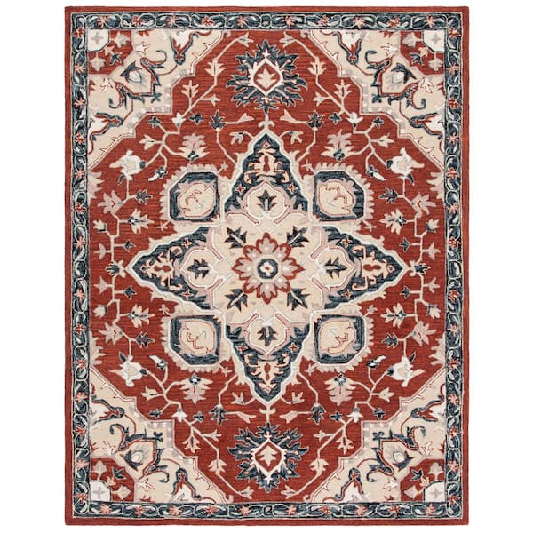 Heritage Red/Black 9 ft. x 12 ft. Border Floral Area Rug
