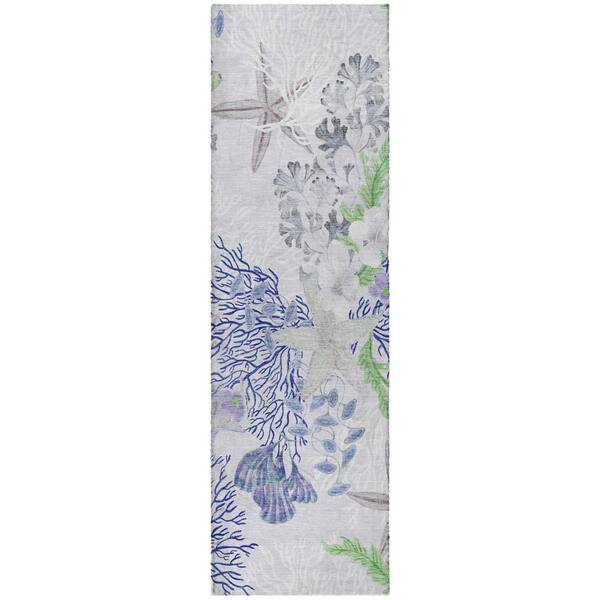 Dream Shag Premium Machine Washable Abstract ADS180 Blue 2 ft. x 7 ft. Runner Rug