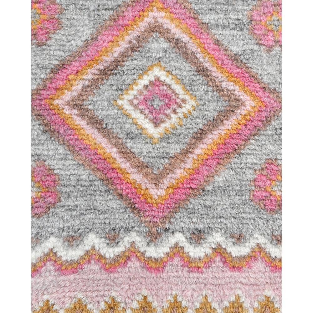 Hudson Hand-Knotted Pink and Gray Wool Area Rug 3' x 5'