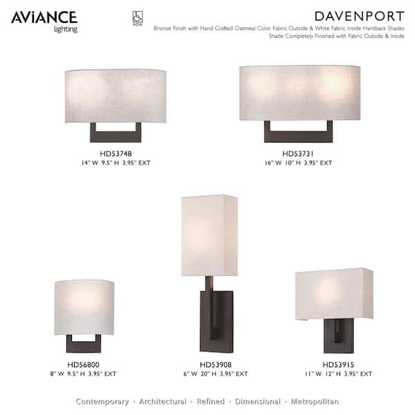 AVIANCE LIGHTING Davenport 16 in. 3-Light Bronze ADA Wall Sconce
