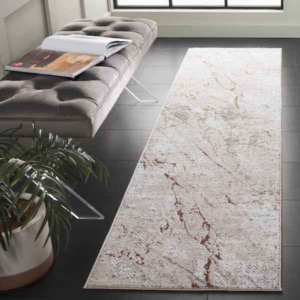 Parker 2 ft. x 8 ft. Taupe/Gray Gold Abstract Marble Runner Rug