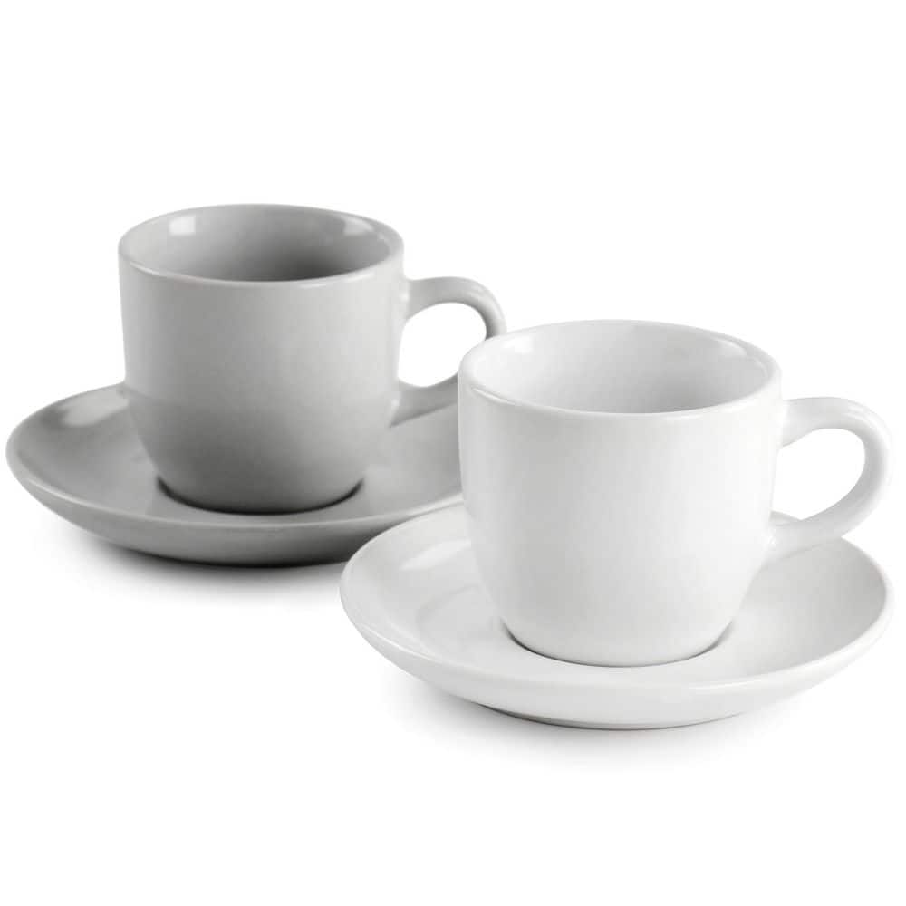 Colorful Stoneware Espresso Cup Set with Matching Saucers