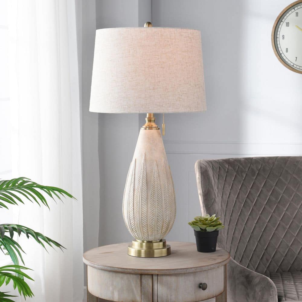 32.5 in. Ivory Transitional Bedside Table Lamp for Living Room with White Linen Shade price history on PriceWatchPro