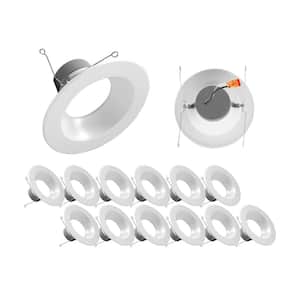 DLR Series 5-6 in. White 3000K Integrated LED Recessed Retrofit Downlight Trim, Remodel, Dimmable, 12-Pack