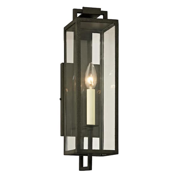 Troy Lighting Beckham 1-Light Forged Iron 16.5 in. H Outdoor Wall ...