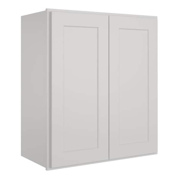 HOMEIBRO Ready to Assemble Shaker Dove Birch Painted 2 Door Stock Wall Cabinet Kitchen Cabinet (27 in. W x 42 in. H x 12 in. D)