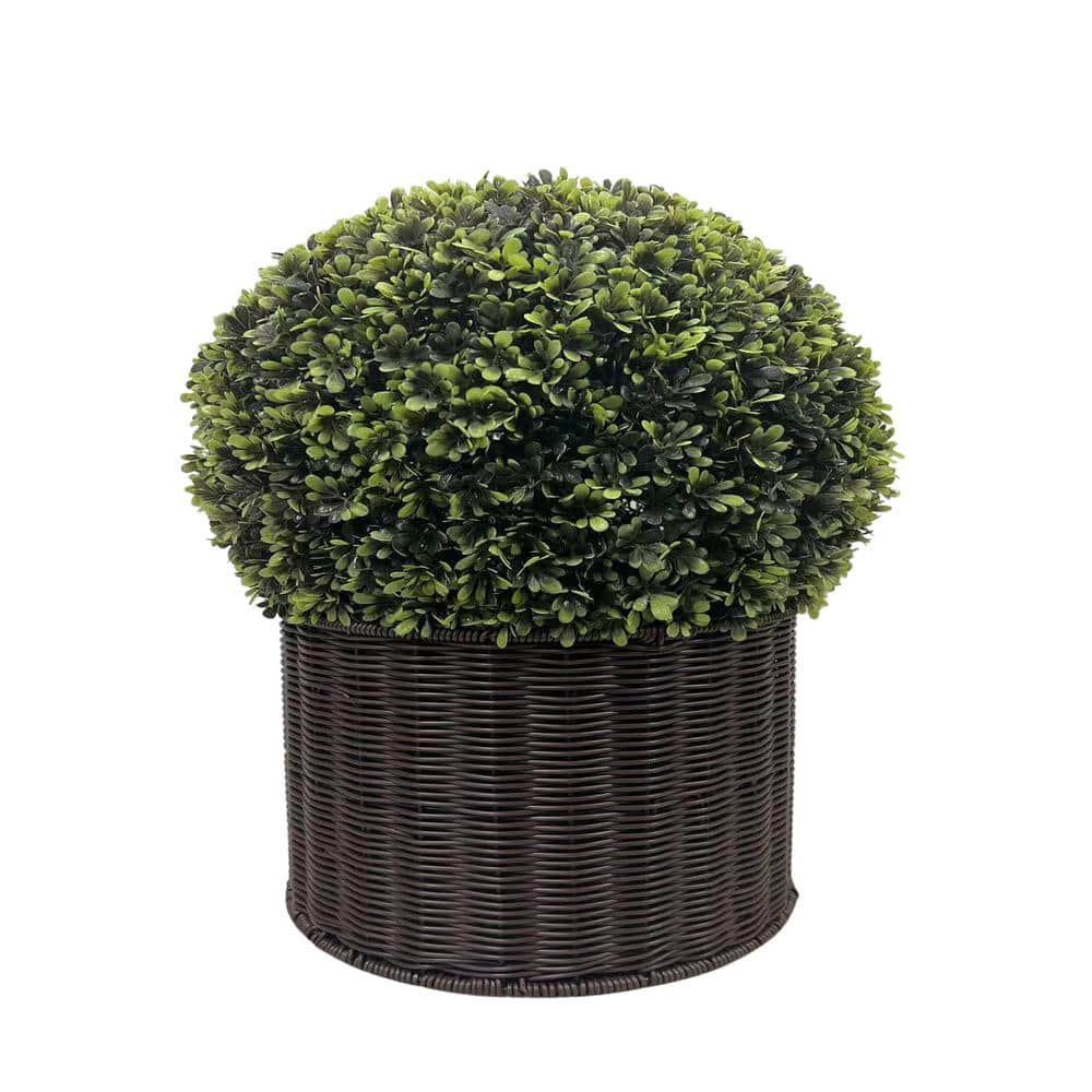 Natural Elegant 20 in. Ball Topiary in Woven Pot, Artificial Faux Plant, fo