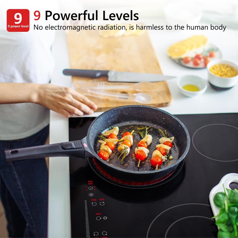 30 Inch Black Ceramic Electric Cooktop with 5 Burners