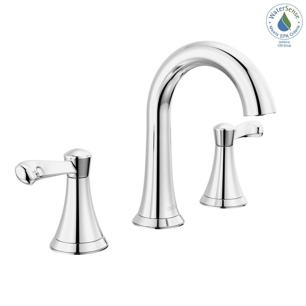 Esato Chrome Widespread 2-Handle Bathroom Faucet with Drain Assembly