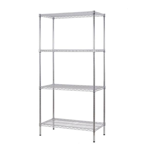 Excel 36 in. W x 72 in. H x 18 in. D All Purpose Heavy-Duty 4-Tier Wire Shelving, Chrome