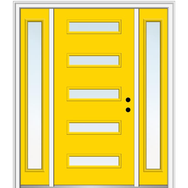 MMI Door 68.5 in. x 81.75 in. Davina Left-Hand Inswing 5-Lite Clear Low-E Painted Fiberglass Prehung Front Door with Sidelites