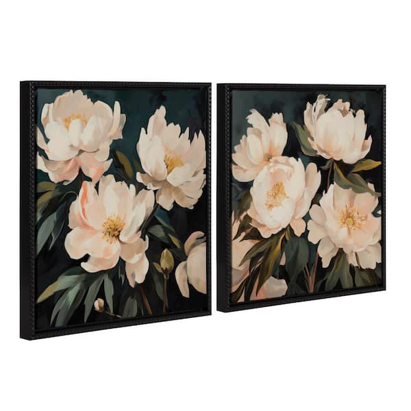 Sylvie "Floral Bouquets" by The Creative Bunch Studio 2 Piece Beaded Black Framed Art Print Set 22 in. x 22 in.