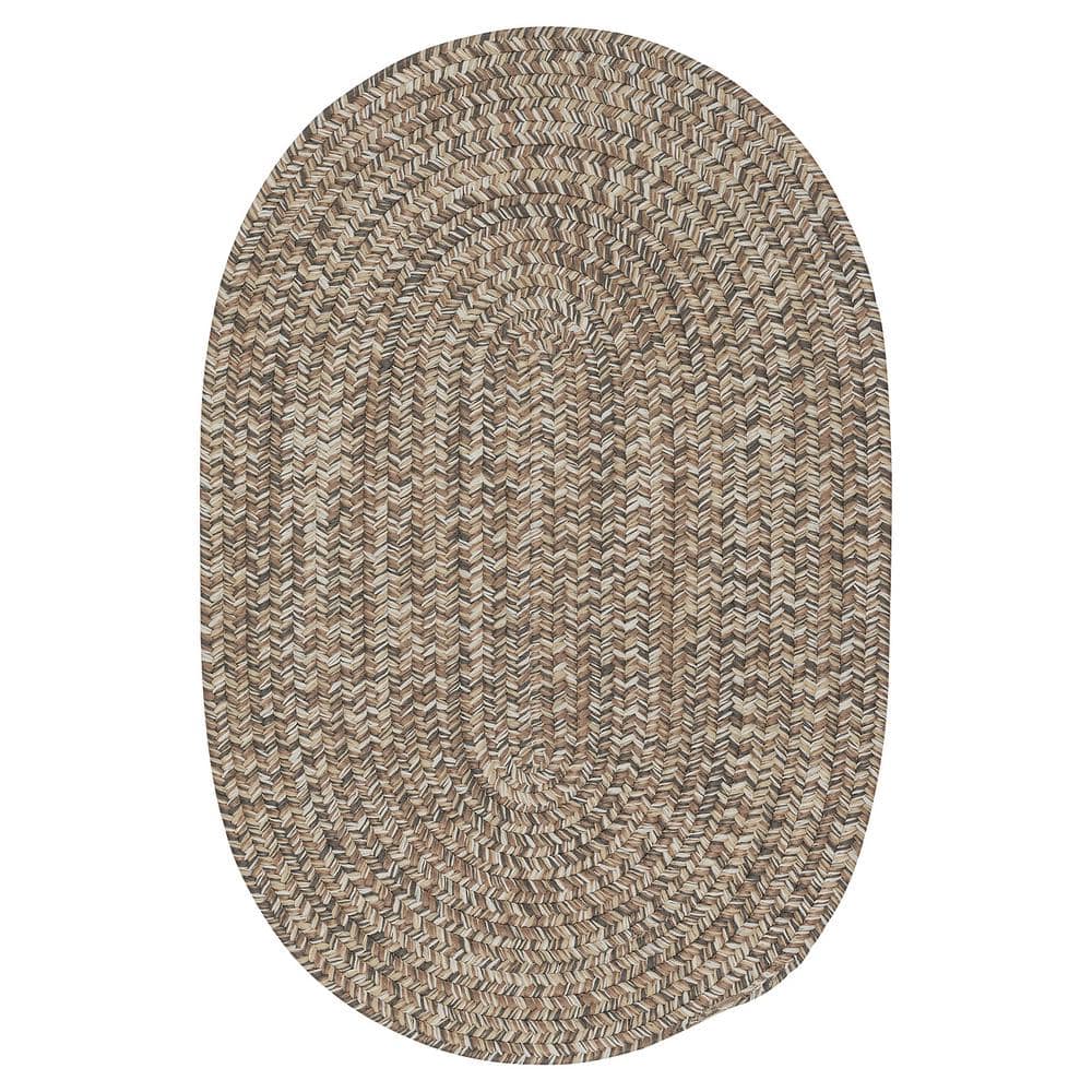 Old Farm Driftwood 2 ft. x 3 ft. Tweed Indoor/Outdoor Oval Area Rug
