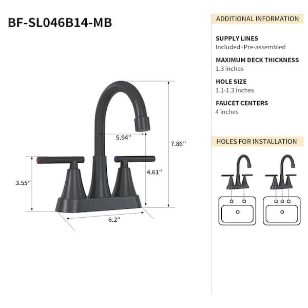 7.86 in. CUPC Certified 2-handle Bathroom Bidet Faucet Sink Faucet (Matte Black)