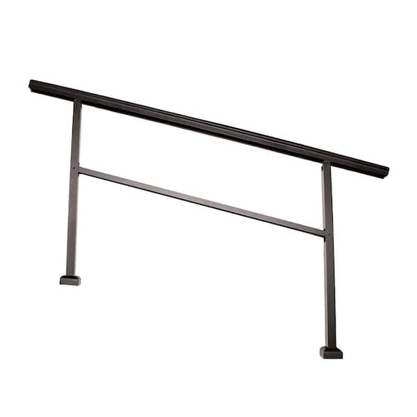 62.5 in. H x 5 in. W Black Aluminum Exterior Stair Stoop Stair Railing Kit with Hardware Included