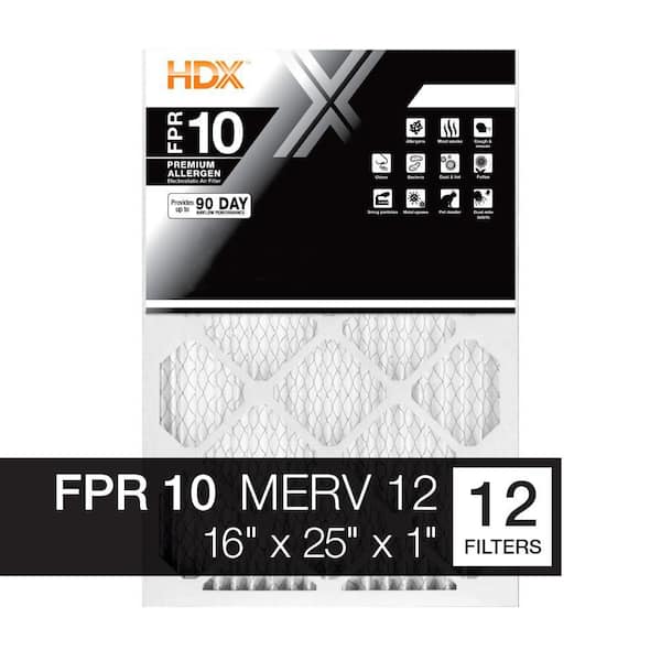 16 in. x 25 in. x 1 in. Premium Pleated Air Filter FPR 10, MERV 12 (12-pack)