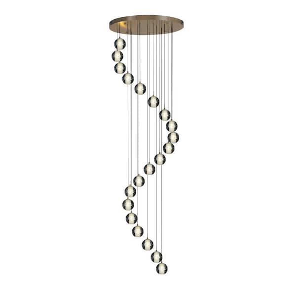 PUYRNF 20 lights Gold Staircase Chandelier, Modern Crystall Chandelier for Living room, Bedroom, Dining Room(Bulbs Included)