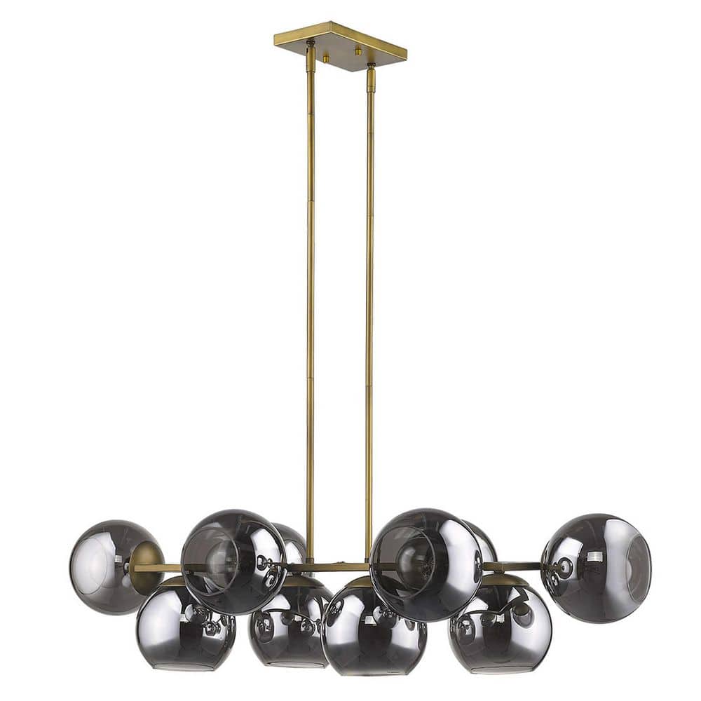100-Watt 10-Light Brass Pendant Light with Crystal, No Bulbs Included price history on PriceWatchPro
