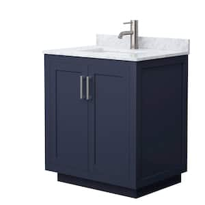 Miranda 30 in. W x 22 in. D x 33.75 in. H Single Bath Vanity in Dark Blue with White Carrara Marble Top