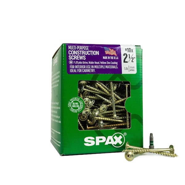 SPAX #10 x 2-1/2 in. T-Star Plus Wafer Head Yellow Zinc Cabinet Screw (5 lb. Box)