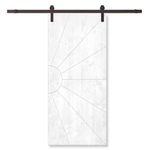 36 in. x 84 in. White Stained Solid Wood Modern Interior Sliding Barn Door with Hardware Kit