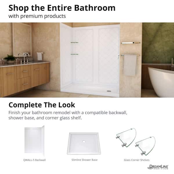 SlimLine 30 in. D x 60 in. W Single Threshold Shower Base in White