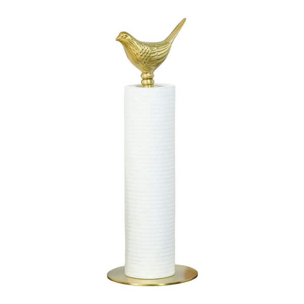Countertop Mount Gold Brass Finish Paper Towel Holder Elegant Durable Decorative Kitchen Home Accessory