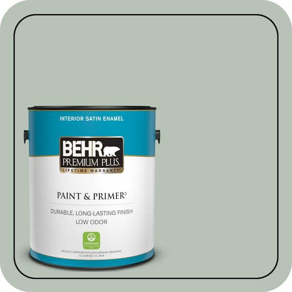 BEHR PREMIUM PLUS 1 gal. #MQ6-18 Recycled Glass Satin Enamel Low Odor Interior Paint & Primer