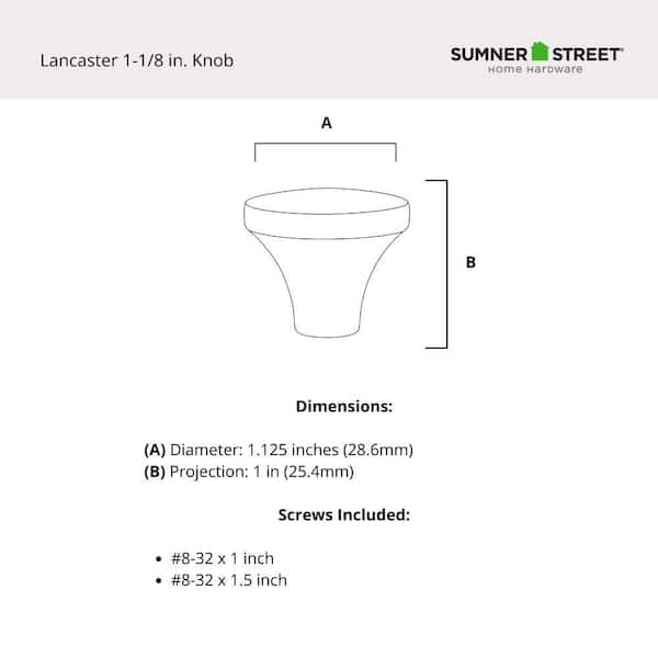 Lancaster 1.125 in. Satin Brass Round Cabinet Knob Lancaster 1.125 in. Satin Brass Round Cabinet Knob