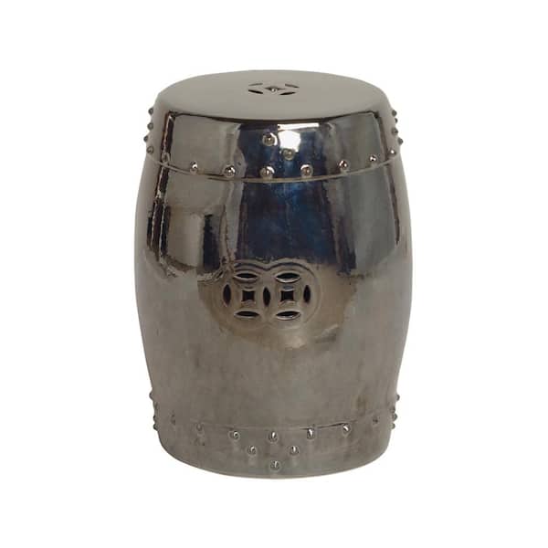 Emissary Drum 18.5 in. H Metallic Round Ceramic Garden Stool