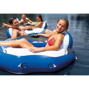 River Run Connect Inflatable Water and Pool Raft (4-Pack) and 2 Person Cooler Tube
