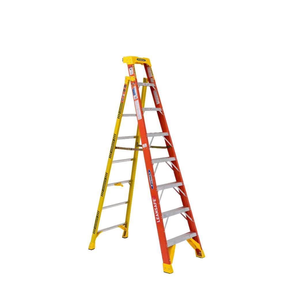 Werner LEANSAFE 8 ft. Fiberglass Leaning Step Ladder with 300 lb. Load Capacity Type IA Duty Rating -  L6208