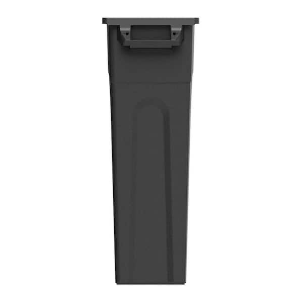 Trash Can 23 Gallon Black Highboy Heavy Duty Waste Container Slim Space Saving 