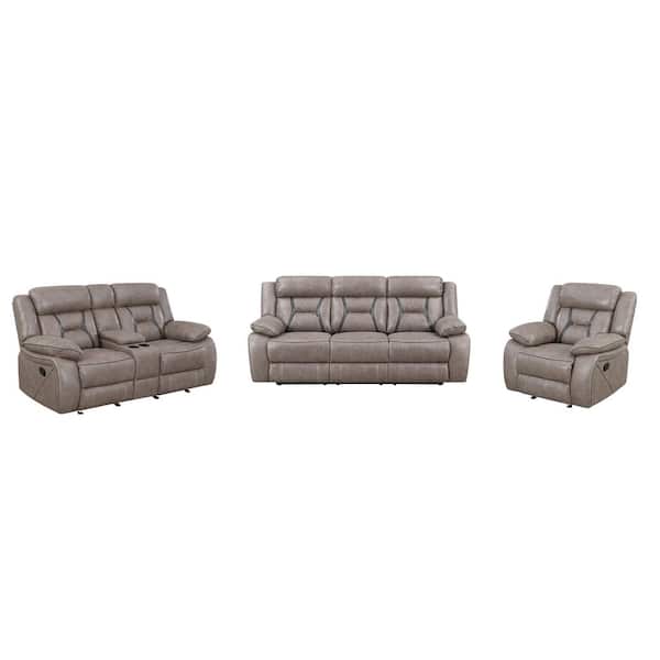 Tyson 3-Piece Light Brown Polyester Reclining Living Room Set