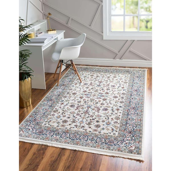 Narenj Collection Area Rug - Leeds (10 ft.  x 13 ft. Rectangle Ivory/Blue)