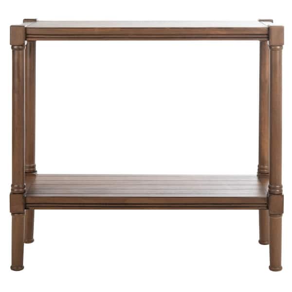 SAFAVIEH Rafiki 11.75 in. Brown Rectangle Wood Console Table with Shelf