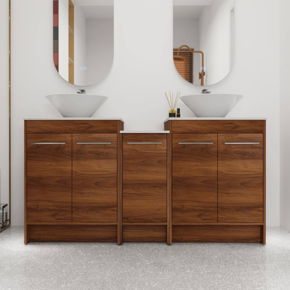 60 in. Double Freestanding Brown Bath Vanity with White Ceramic Top Unassembled price history on PriceWatchPro